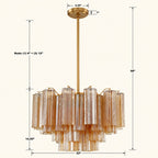 Addis Murano Glass Chandelier 22 inch in Brass with Amber glass specification image