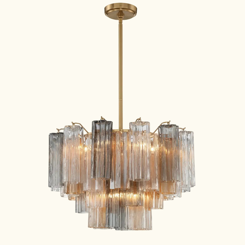 Addis Murano Glass Chandelier 22 inch in Brass with Autumn glass alternate view 1