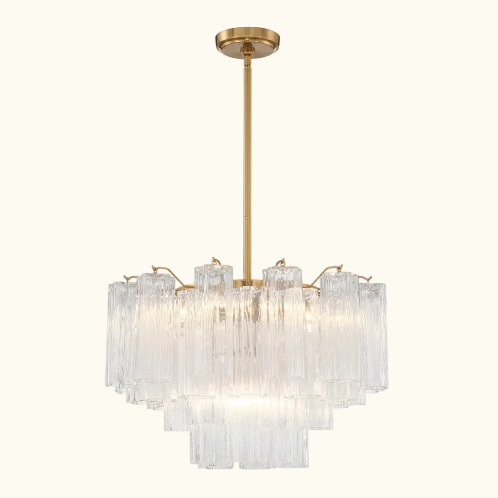 Addis Murano Glass Chandelier 22 inch in Brass with Clear glass alternate view 1