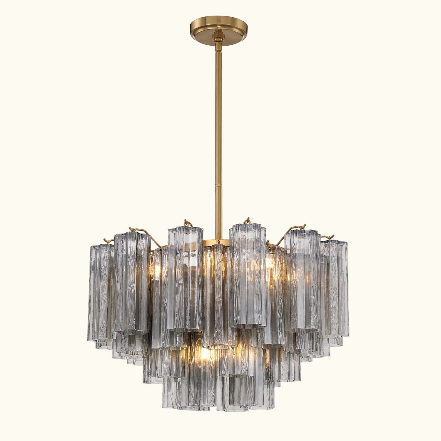 Addis Murano Glass Chandelier 22 inch in Brass with Smoke glass