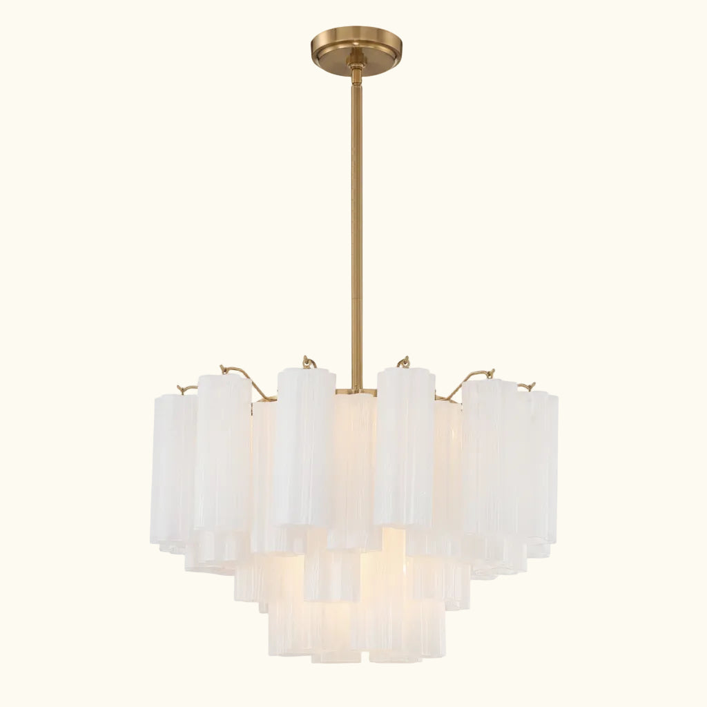 Addis Murano Glass Chandelier 22 inch in Brass with White glass alternate view 1