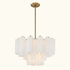 Addis Murano Glass Chandelier 22 inch in Brass with White glass alternate view 1