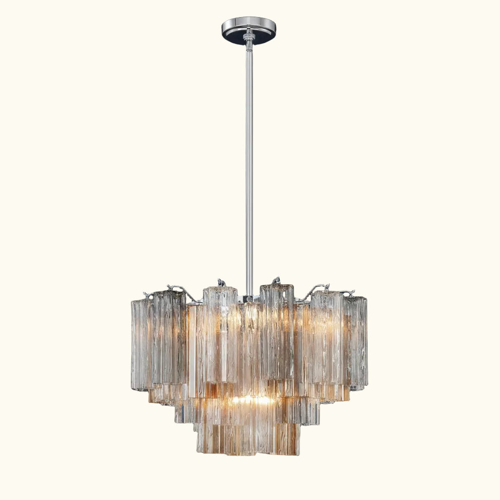 Addis Murano Glass Chandelier 22 inch in Chrome with Autumn glass alternate view 1