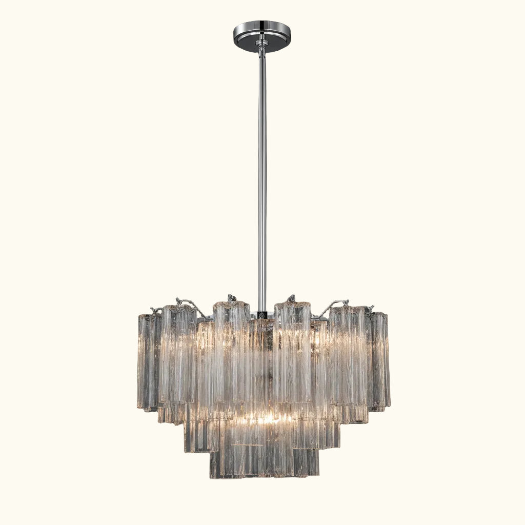 Addis Murano Glass Chandelier 22 inch in Chrome with Clear glass alternate view 1