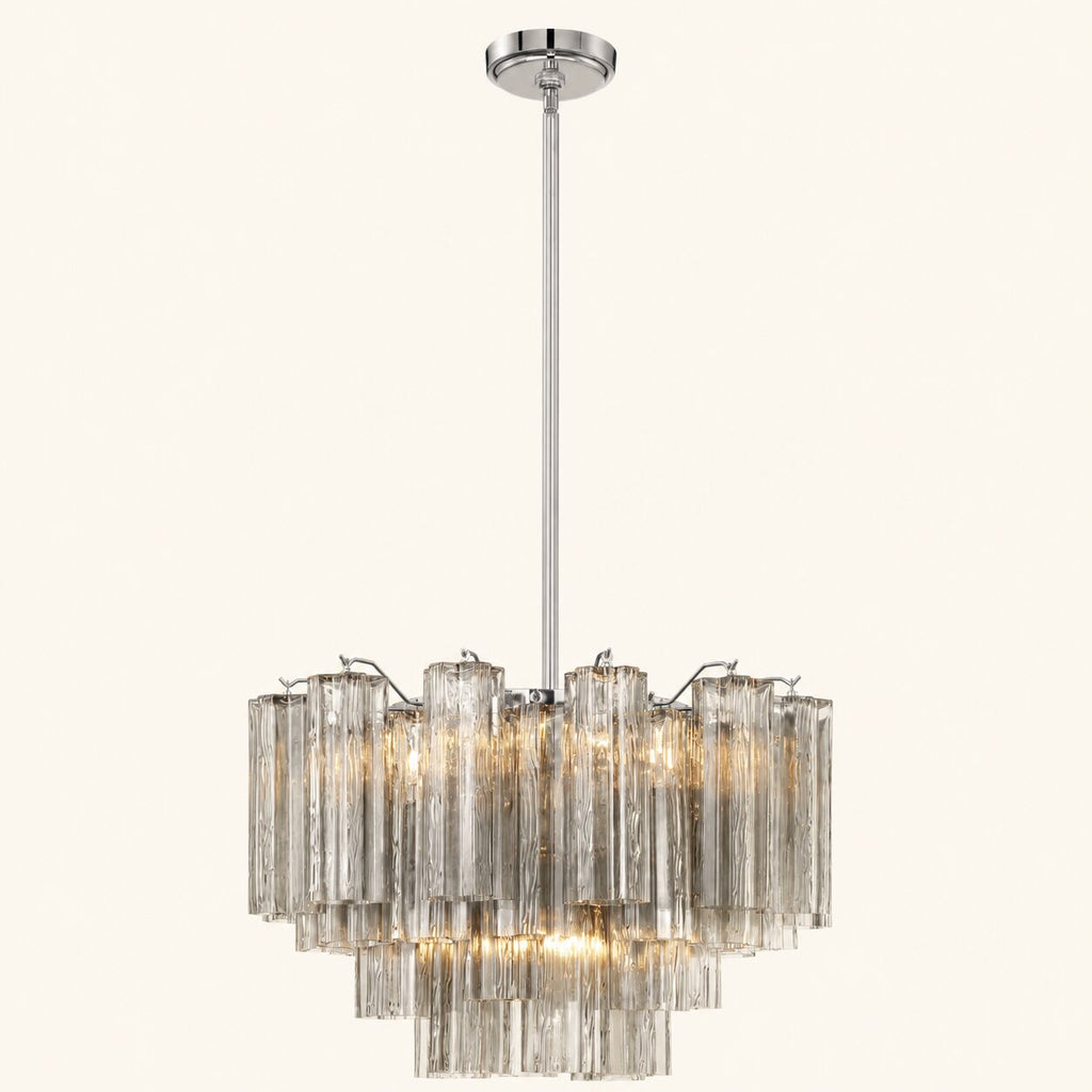 Addis Murano Glass Chandelier 22 inch in Chrome with Smoke glass alternate view 1