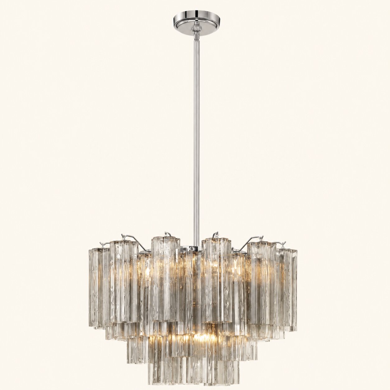 Addis Murano Glass Chandelier 22 inch in Chrome with Smoke glass alternate view 1