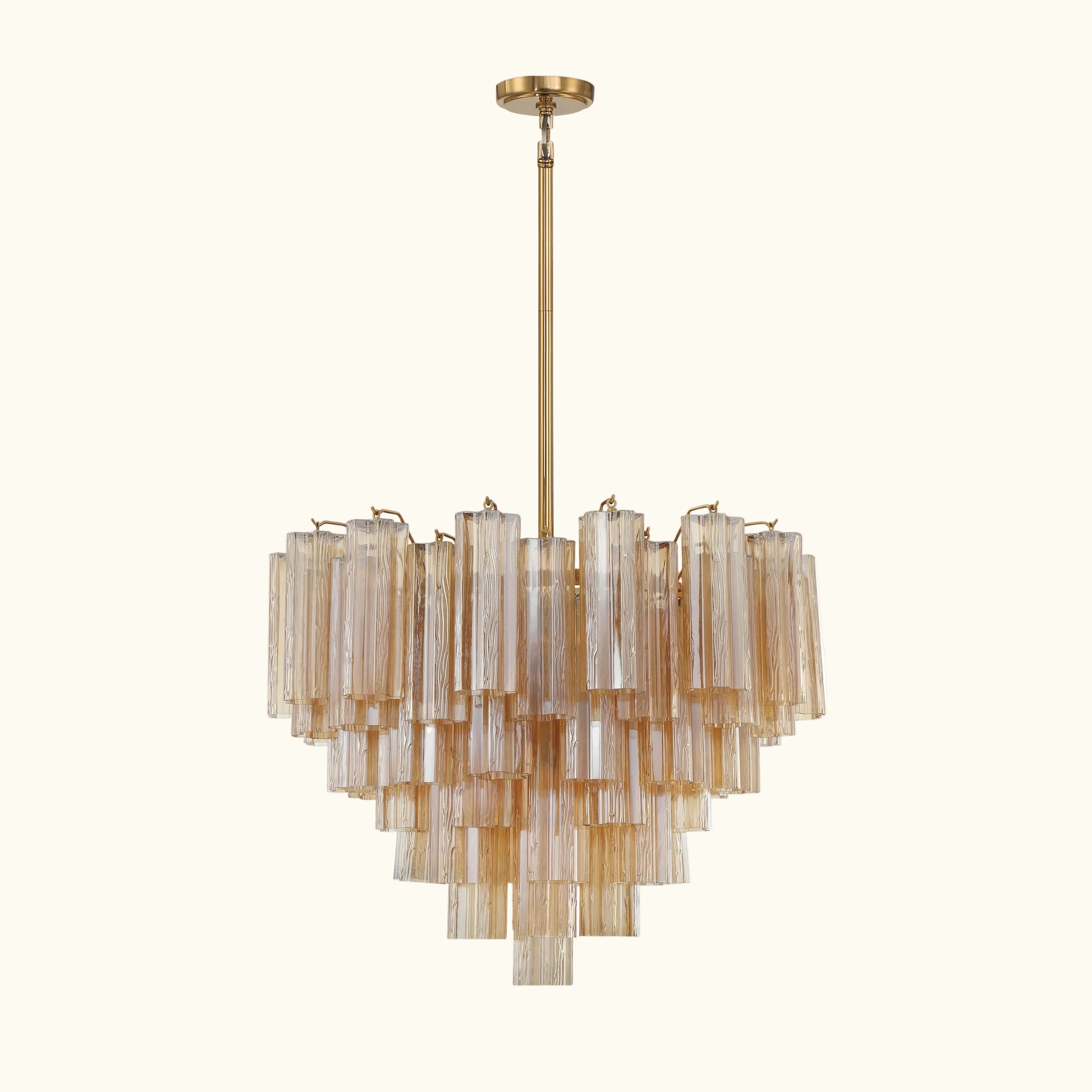 Addis Murano Glass Chandelier 26.8 inch in Brass with Amber glass alternate view 1