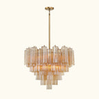 Addis Murano Glass Chandelier 26.8 inch in Brass with Amber glass