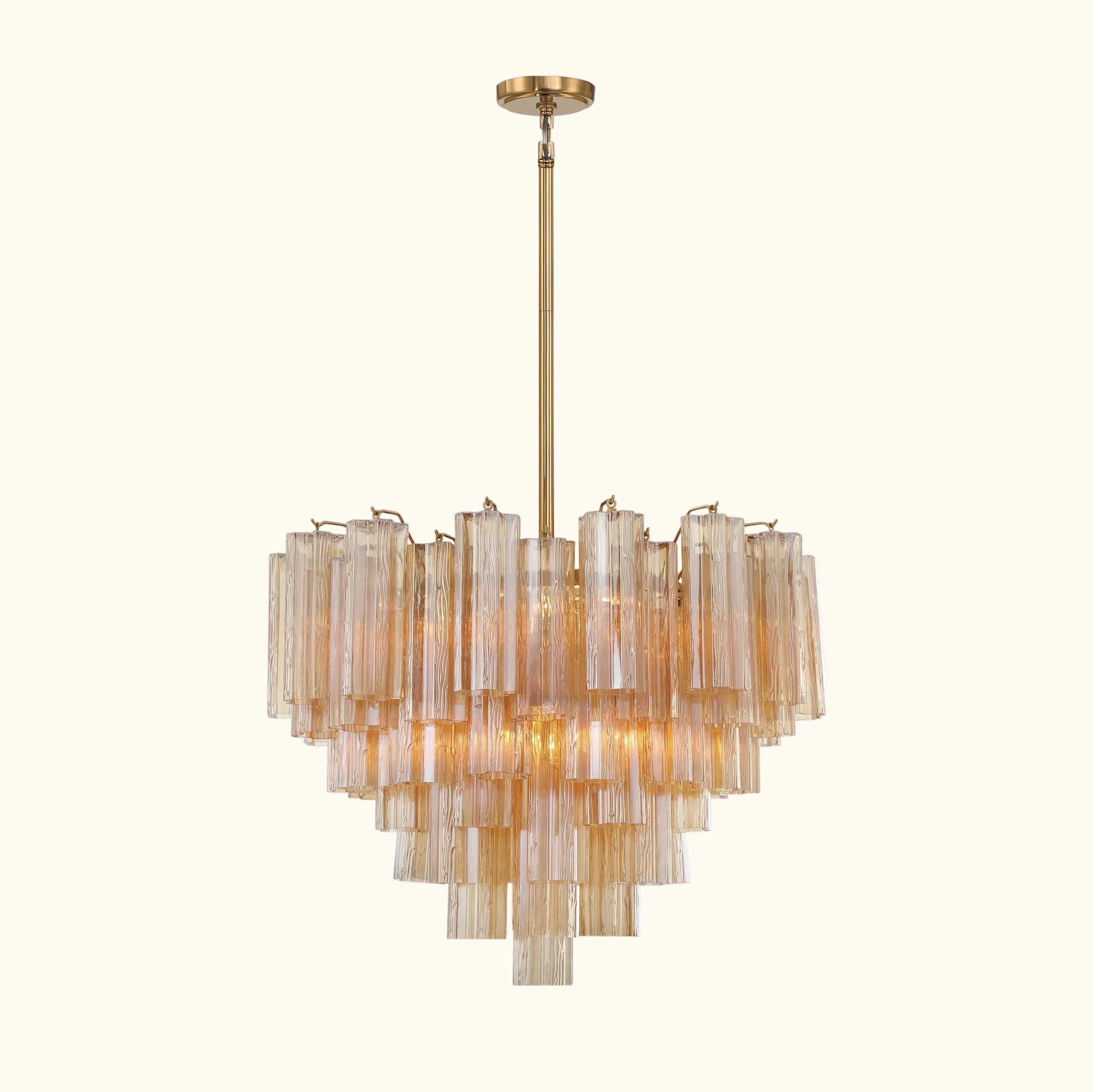 Addis Murano Glass Chandelier 26.8 inch in Brass with Amber glass
