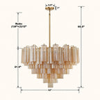 Addis Murano Glass Chandelier 26.8 inch in Brass with Amber glass specification image