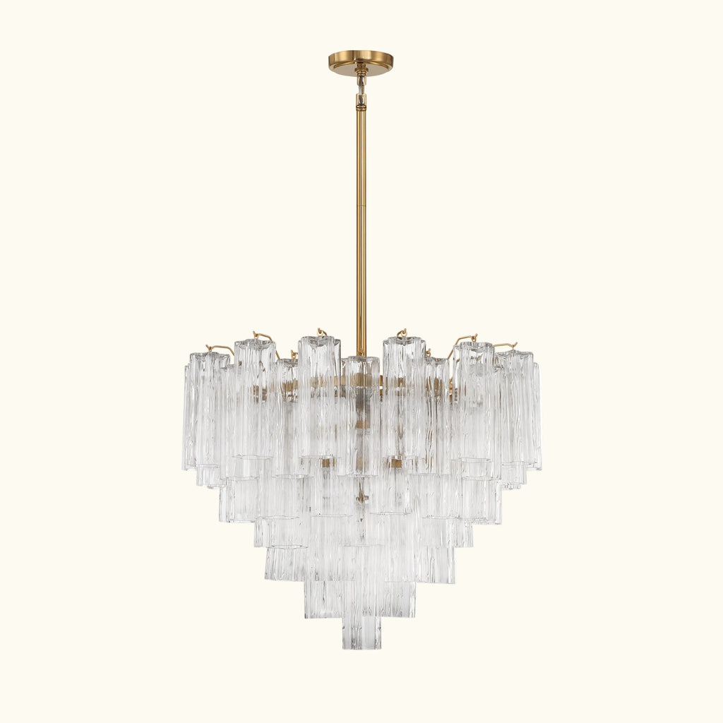 Addis Murano Glass Chandelier 26.8 inch in Brass with Clear glass