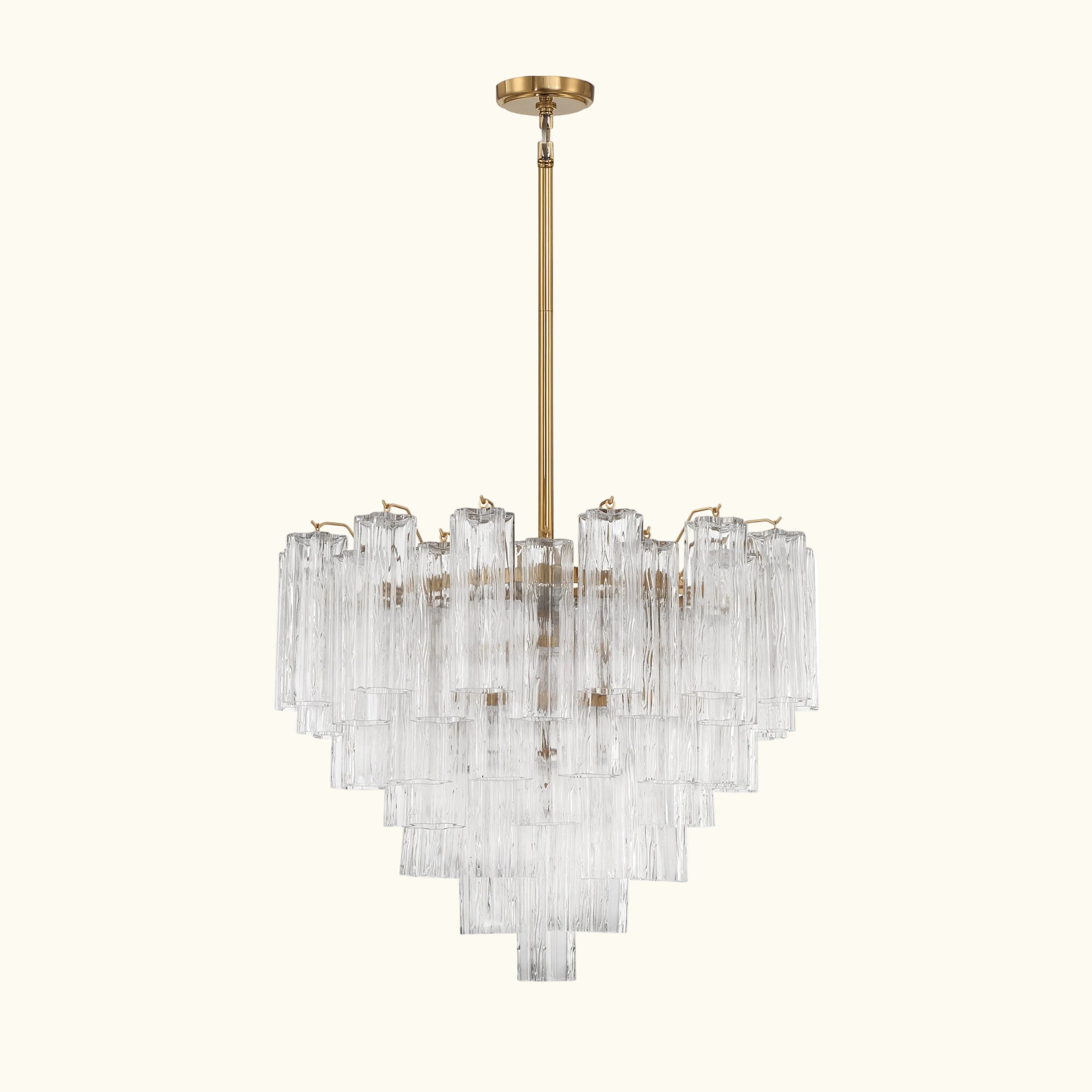 Addis Murano Glass Chandelier 26.8 inch in Brass with Clear glass