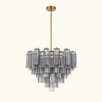 Addis Murano Glass Chandelier 26.8 inch in Brass with Smoke glass alternate view 1