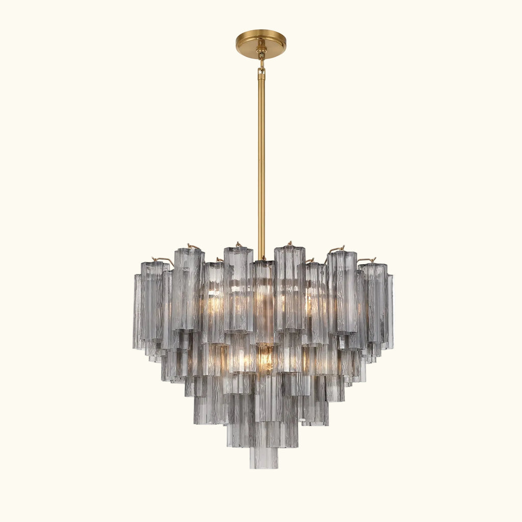 Addis Murano Glass Chandelier 26.8 inch in Brass with Smoke glass