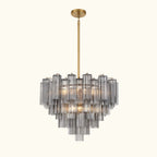 Addis Murano Glass Chandelier 26.8 inch in Brass with Smoke glass