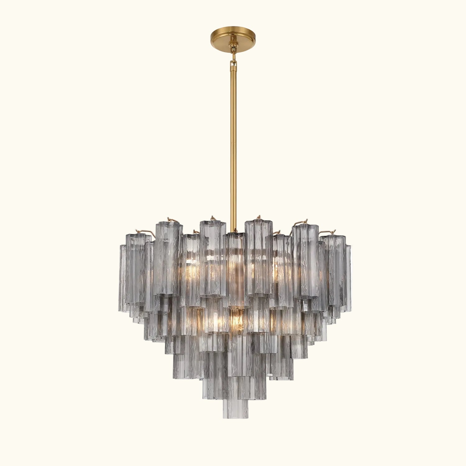 Addis Murano Glass Chandelier 26.8 inch in Brass with Smoke glass
