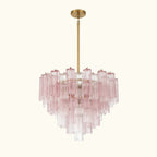 Addis Murano Glass Chandelier 26.8 inch in Brass with Spring glass alternate view 1