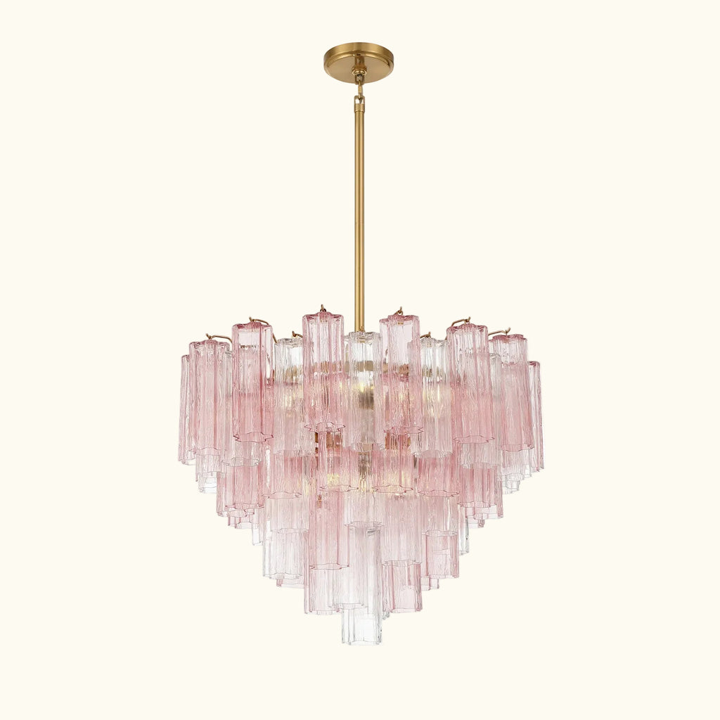 Addis Murano Glass Chandelier 26.8 inch in Brass with Spring glass