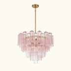 Addis Murano Glass Chandelier 26.8 inch in Brass with Spring glass