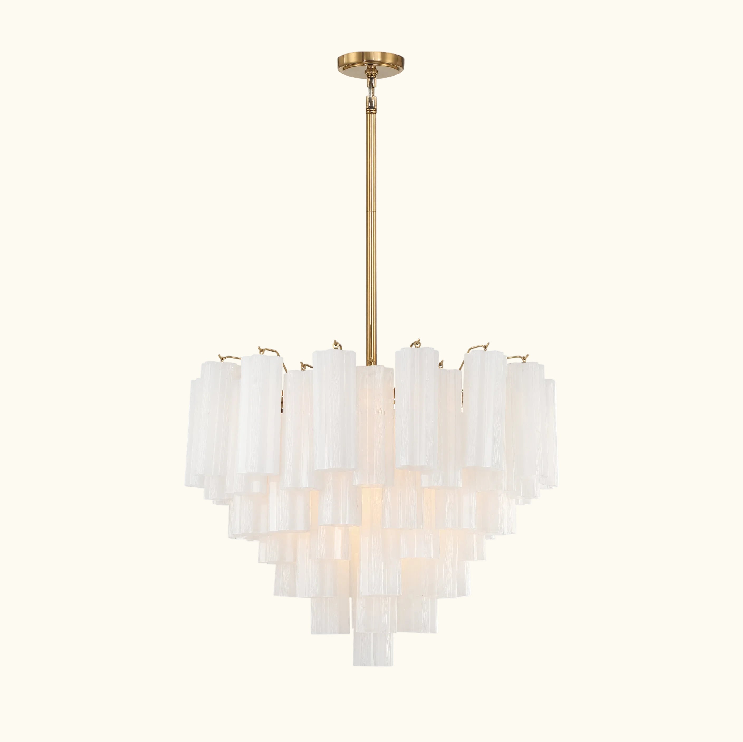 Addis Murano Glass Chandelier 26.8 inch in Brass with White glass alternate view 1