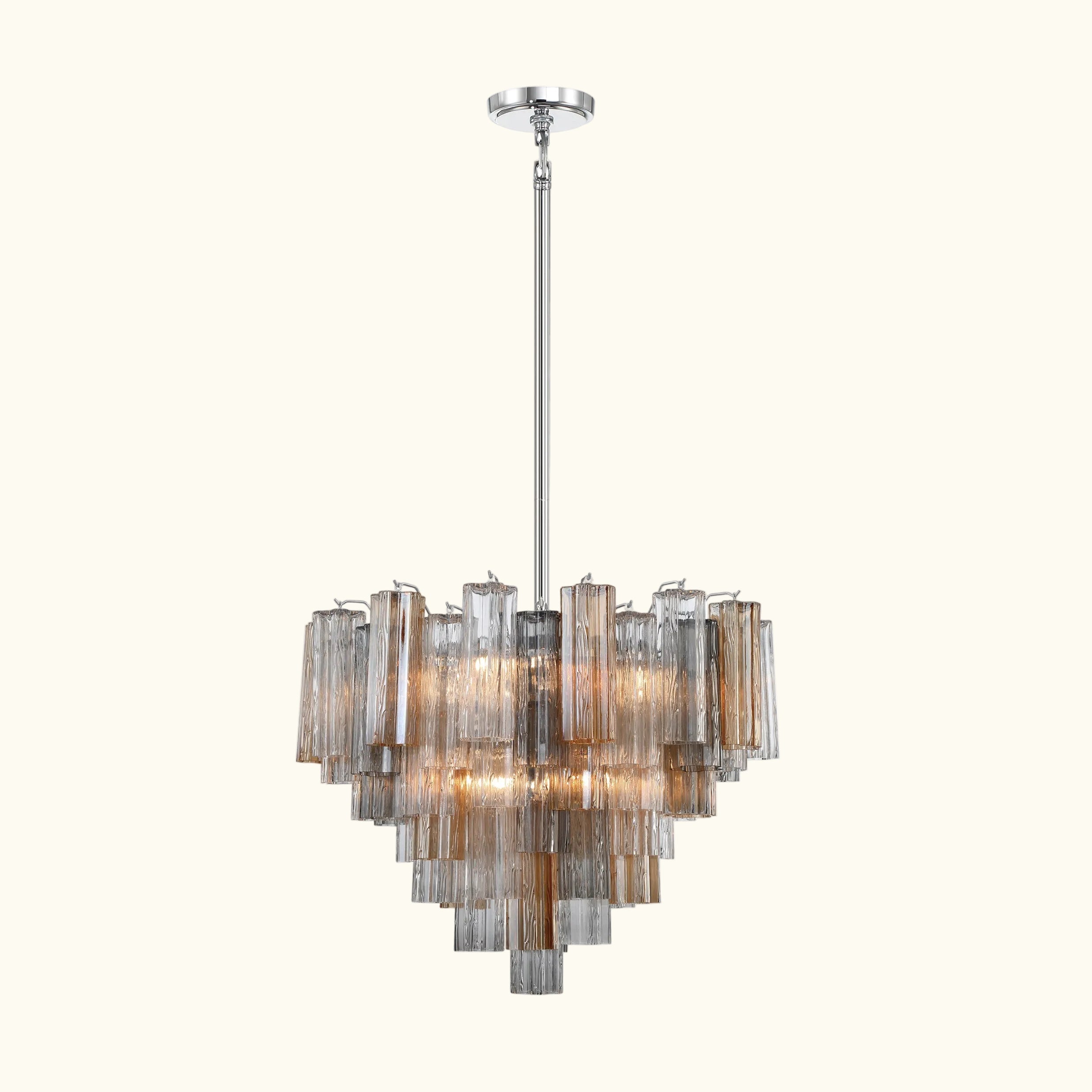 Addis Murano Glass Chandelier 26.8 inch in Chrome with Autumn glass alternate view 1