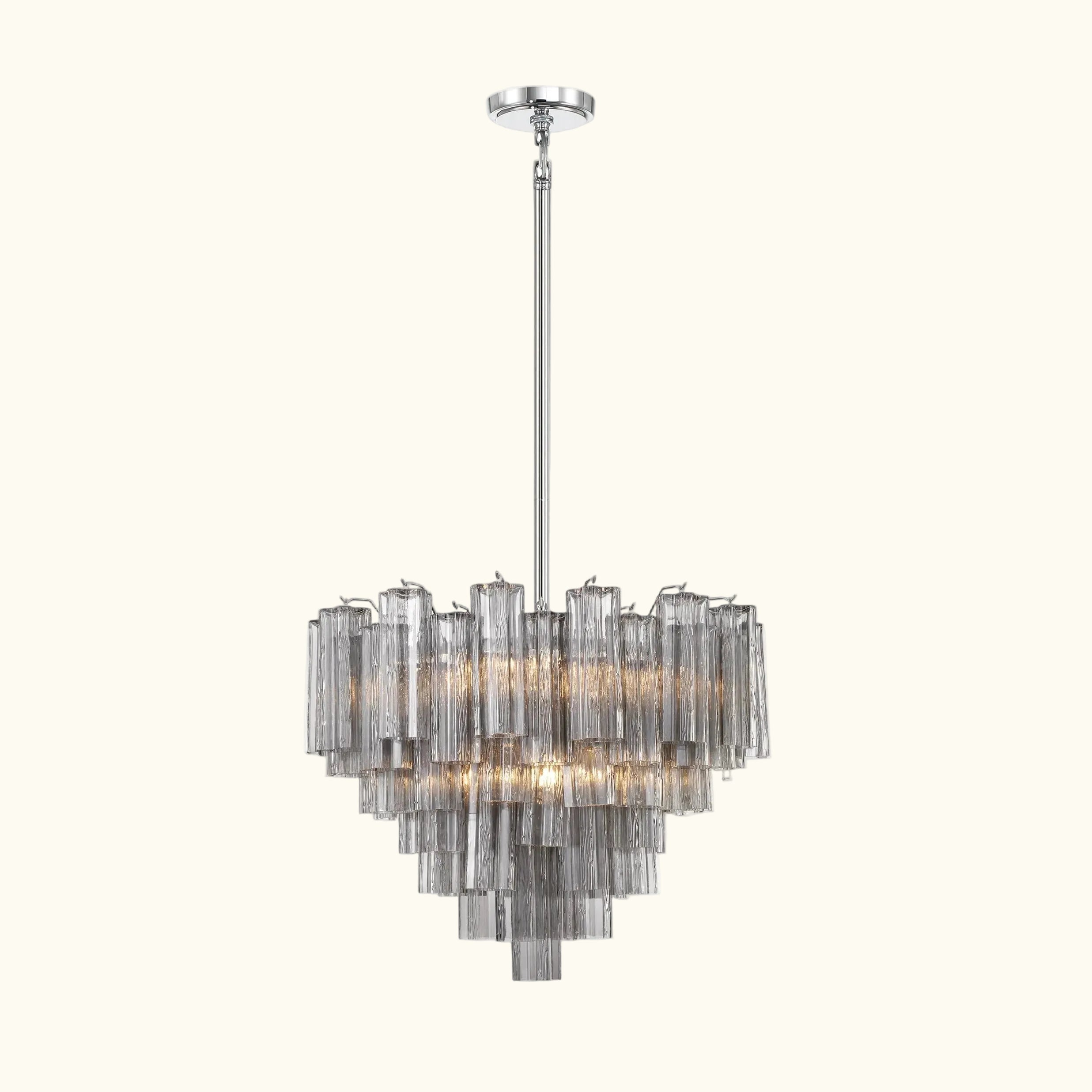 Addis Murano Glass Chandelier 26.8 inch in Chrome with Smoke glass alternate view 1