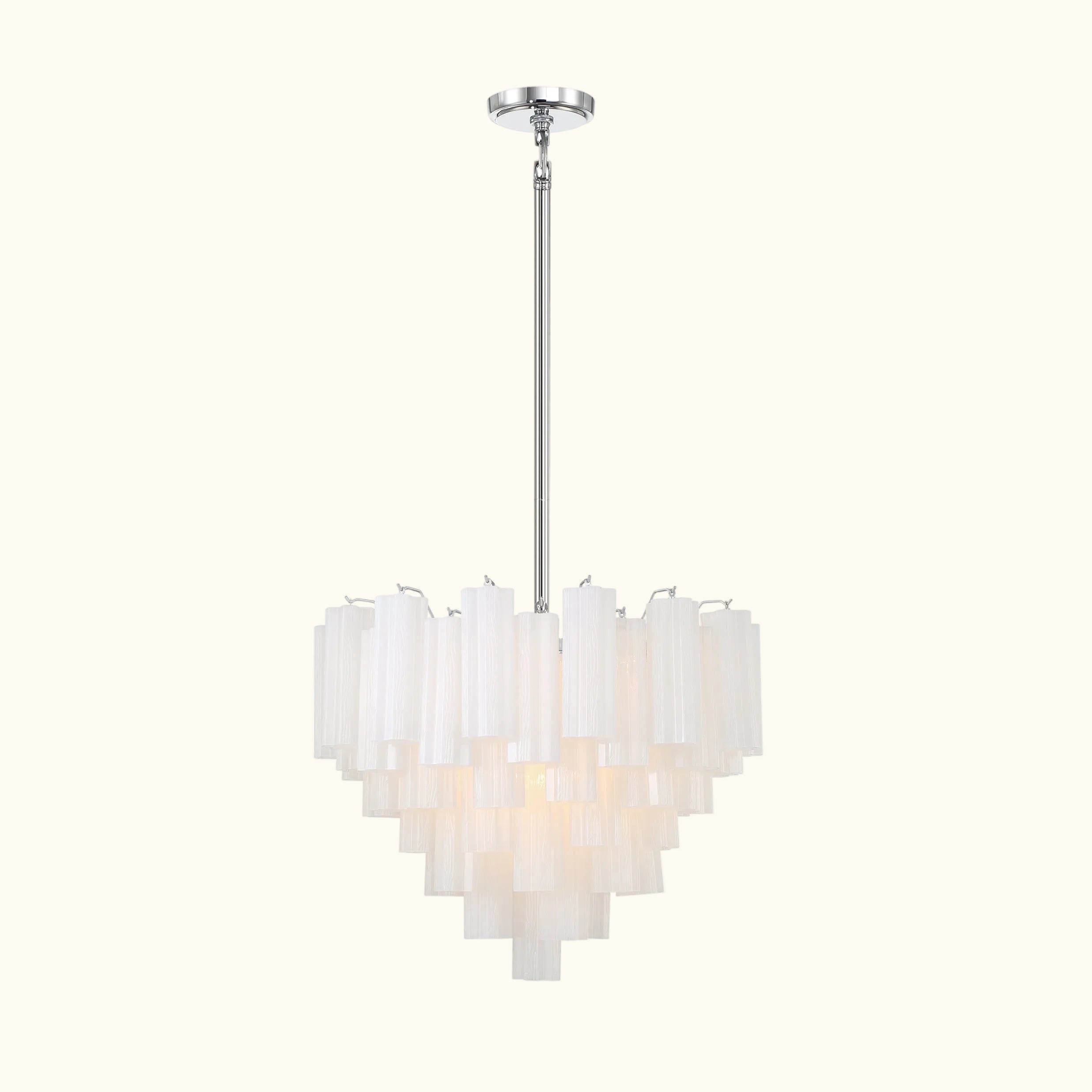 Addis Murano Glass Chandelier 26.8 inch in Chrome with White glass alternate view 1
