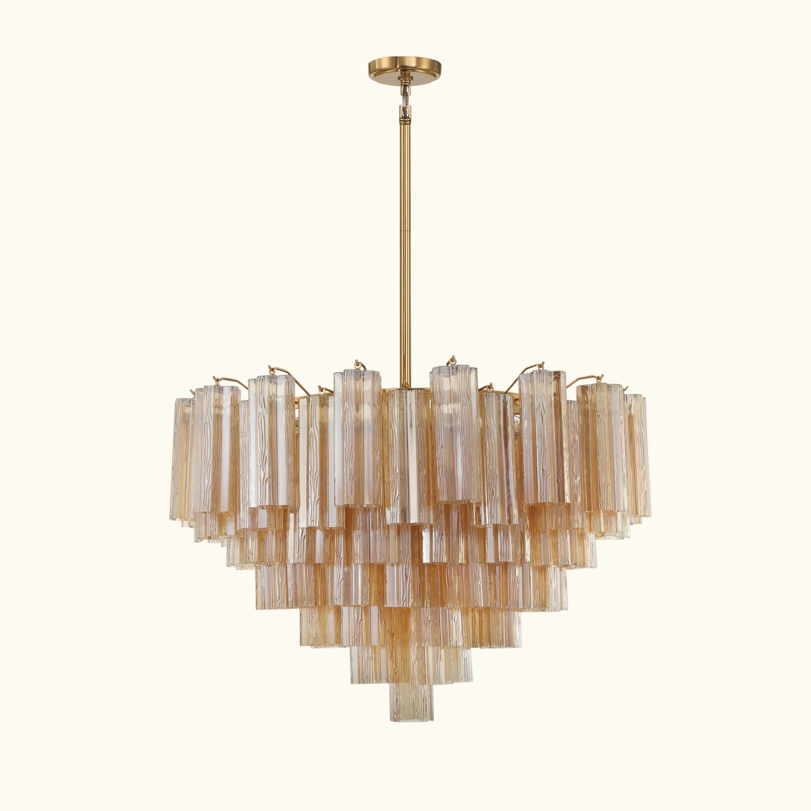 Addis Murano Glass Chandelier 32 inch in Brass with Amber glass alternate view 1