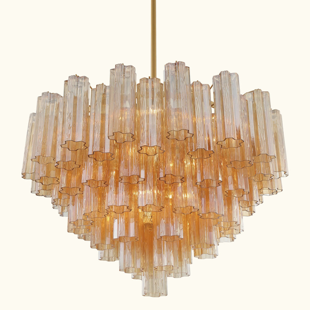 Addis Murano Glass Chandelier 32 inch in Brass with Amber glass alternate view 2