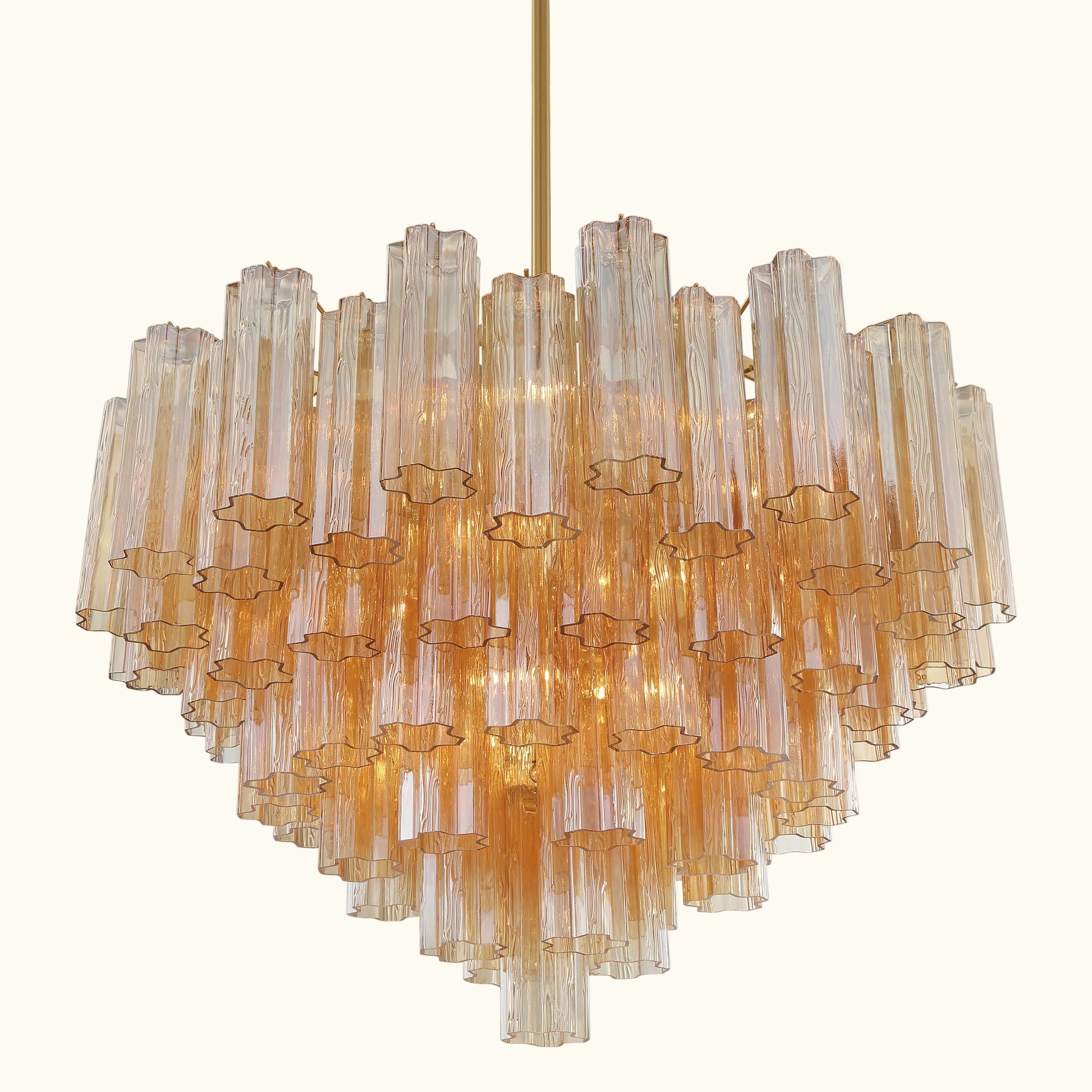 Addis Murano Glass Chandelier 32 inch in Brass with Amber glass alternate view 2