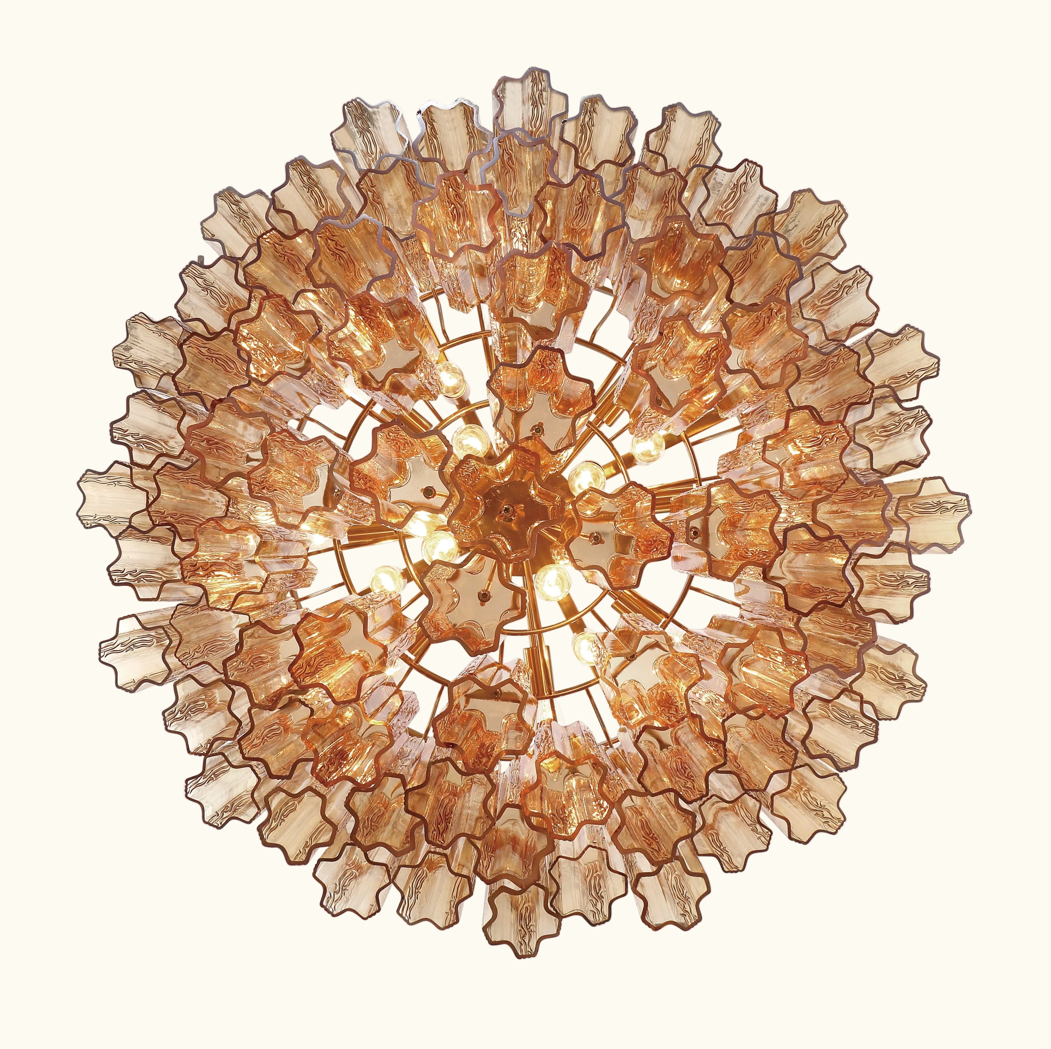 Addis Murano Glass Chandelier 32 inch in Brass with Amber glass alternate view 3