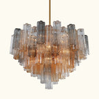 Addis Murano Glass Chandelier 32 inch in Brass with Autumn glass alternate view 2