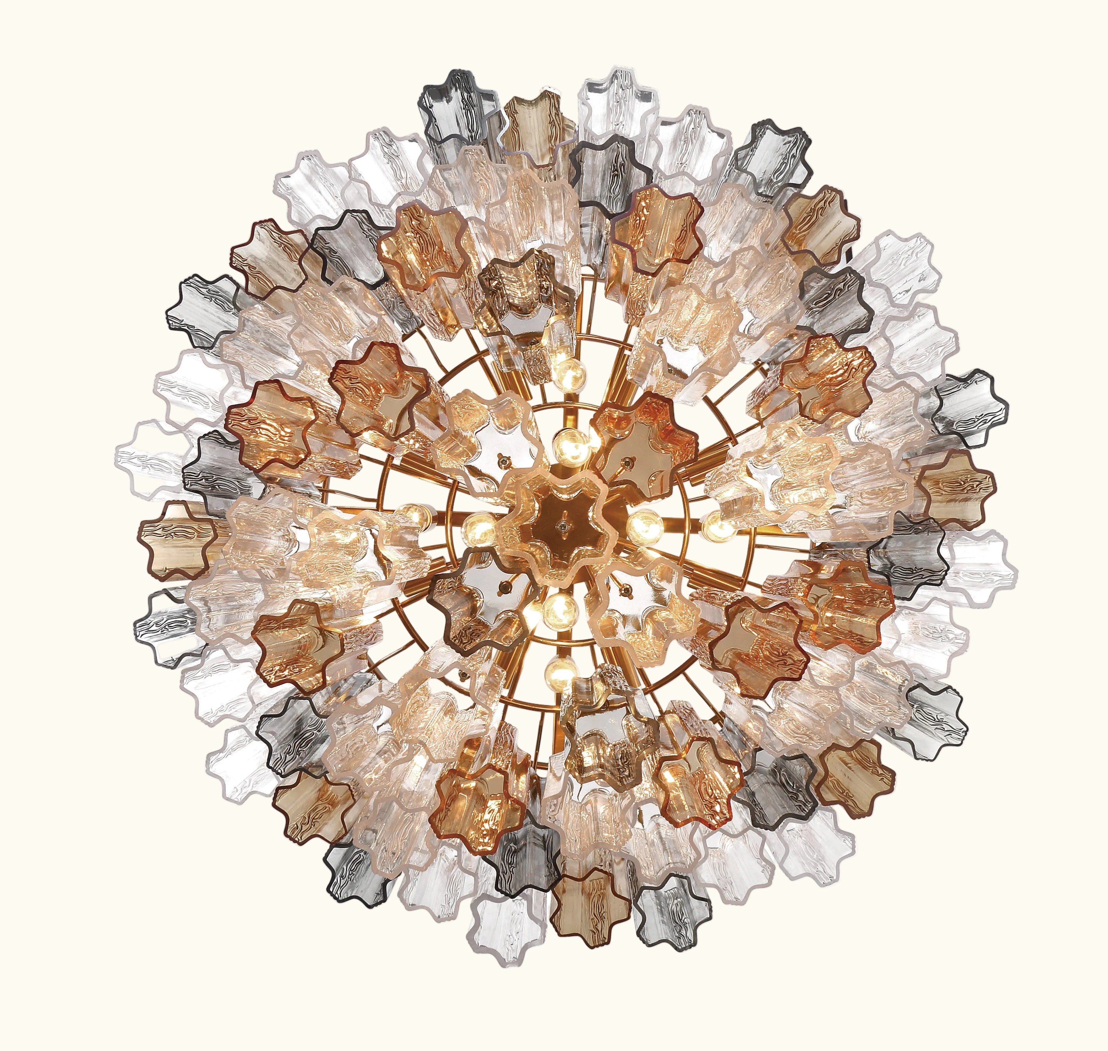 Addis Murano Glass Chandelier 32 inch in Brass with Autumn glass alternate view 3