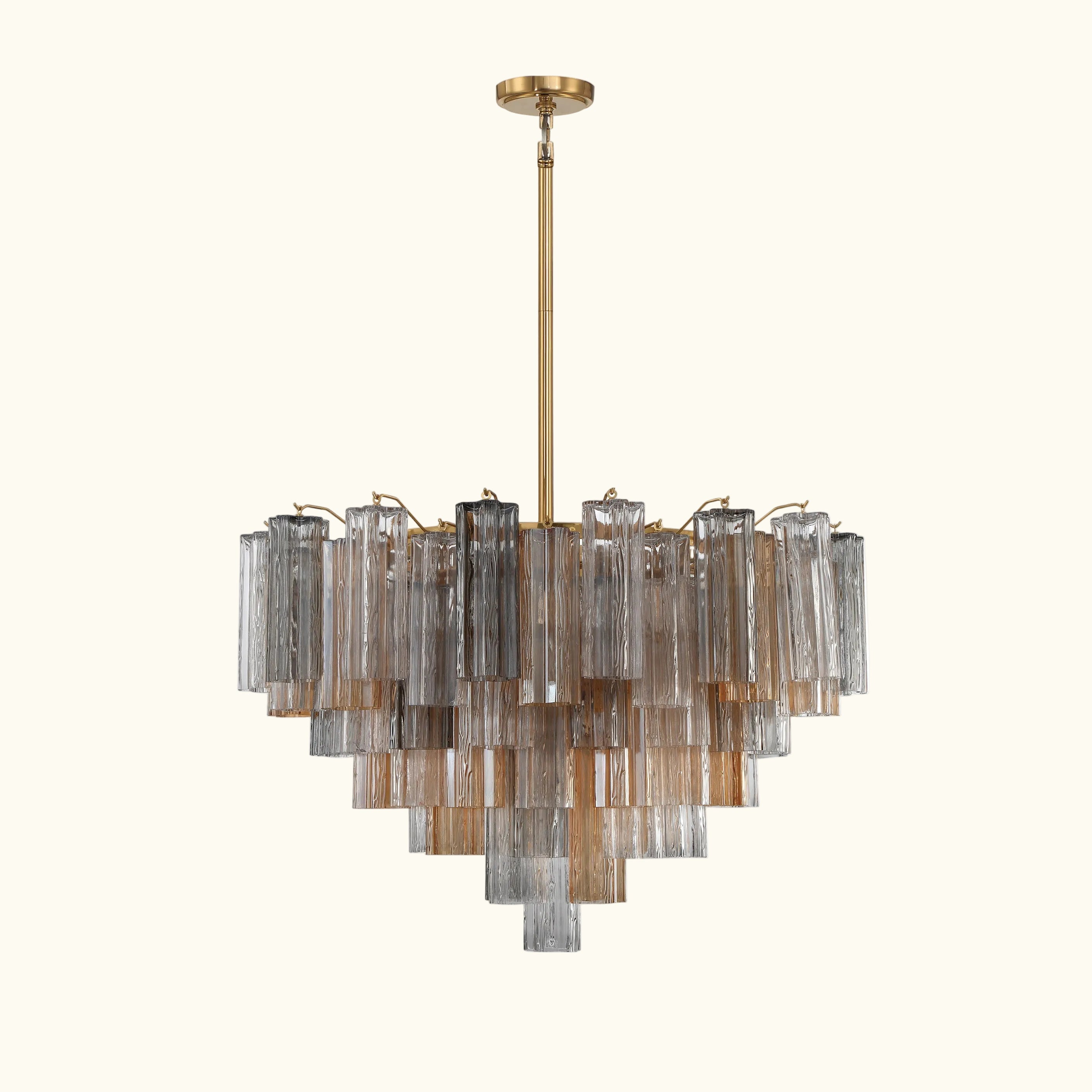 Addis Murano Glass Chandelier 32 inch in Brass with Autumn glass