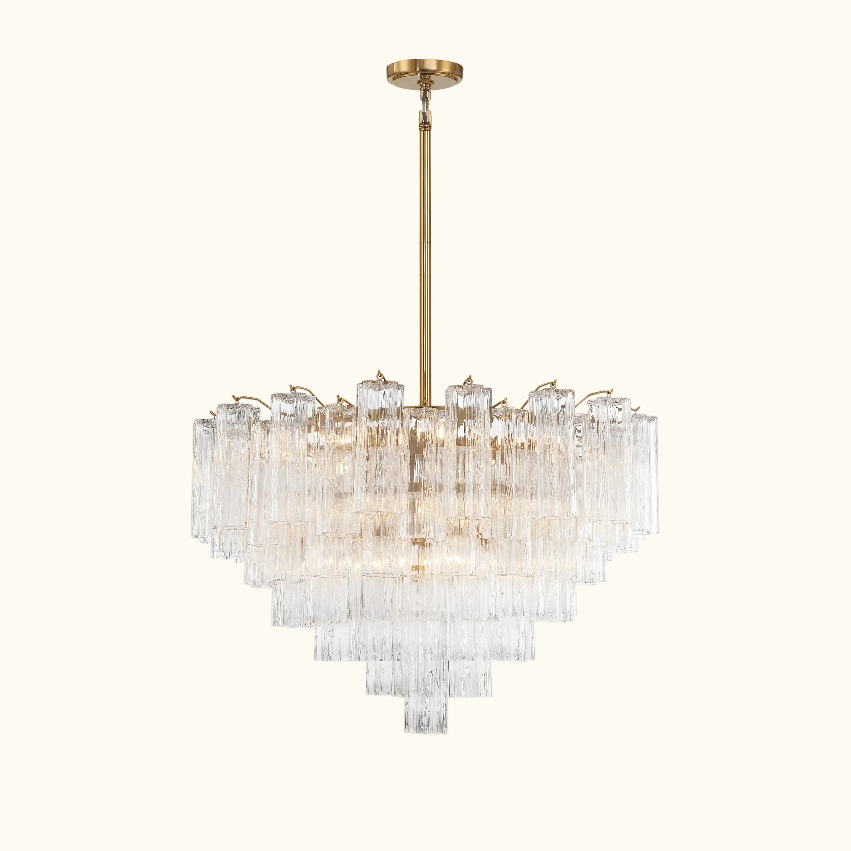 Addis Murano Glass Chandelier 32 inch in Brass with Clear glass alternate view 1