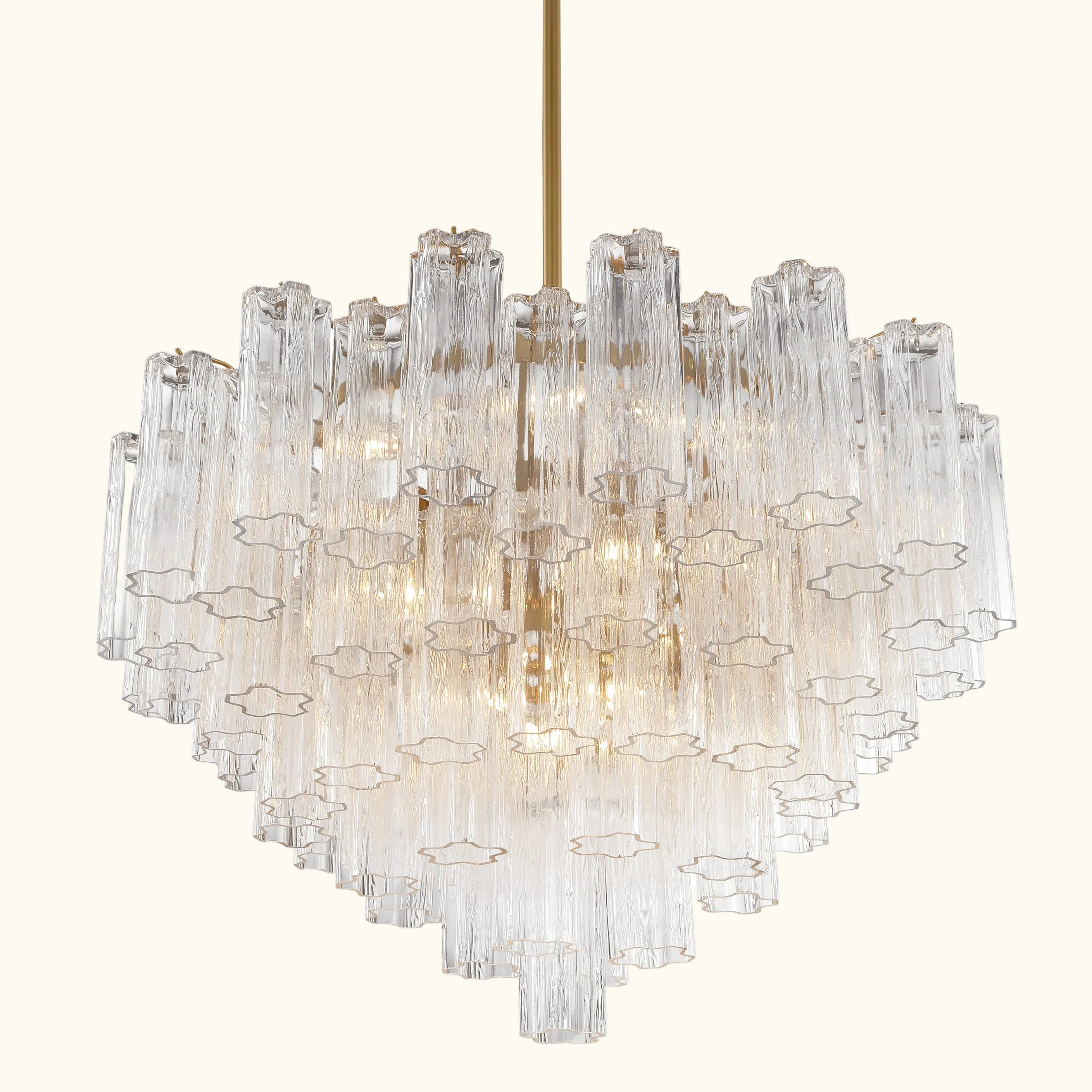 Addis Murano Glass Chandelier 32 inch in Brass with Clear glass alternate view 2