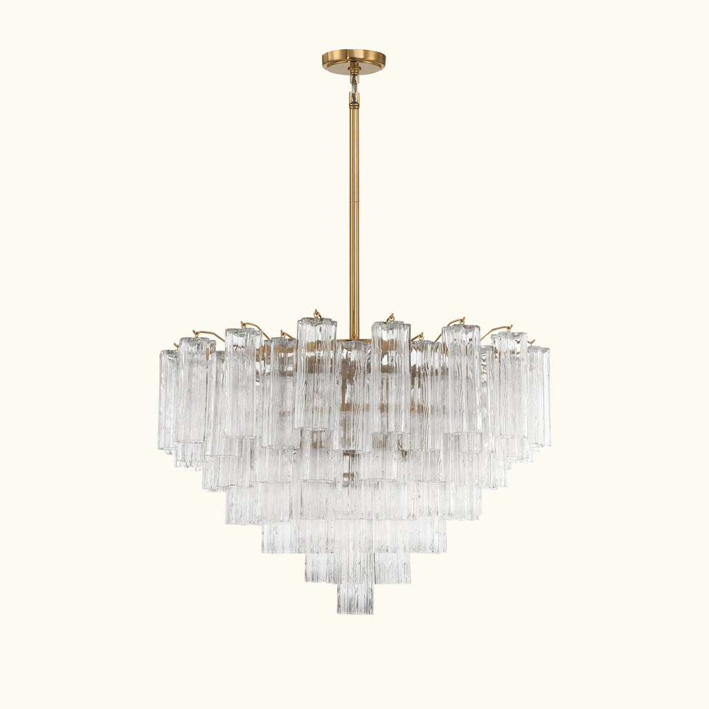 Addis Murano Glass Chandelier 32 inch in Brass with Clear glass