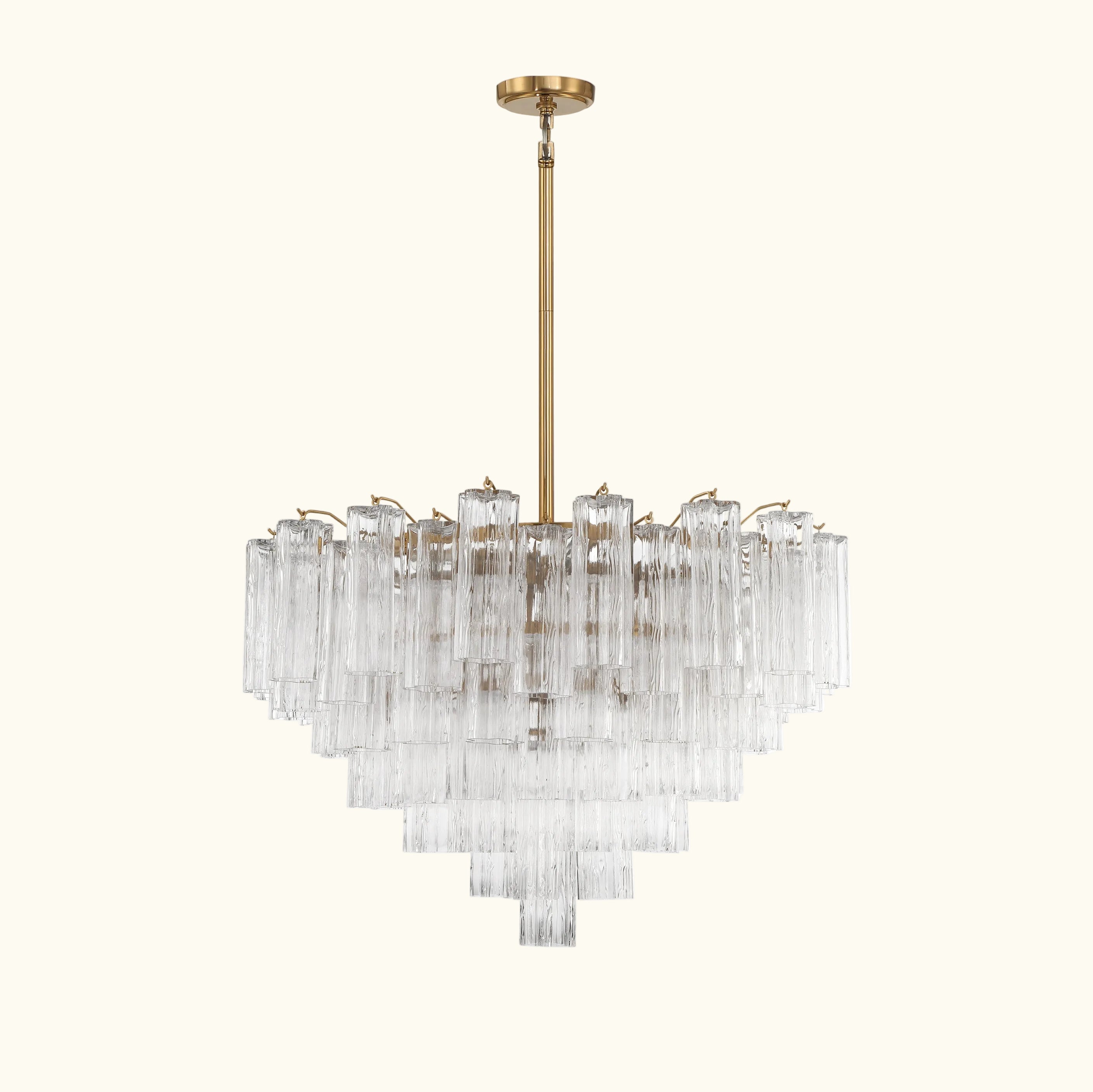 Addis Murano Glass Chandelier 32 inch in Brass with Clear glass