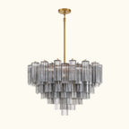 Addis Murano Glass Chandelier 32 inch in Brass with Smoke glass alternate view 1