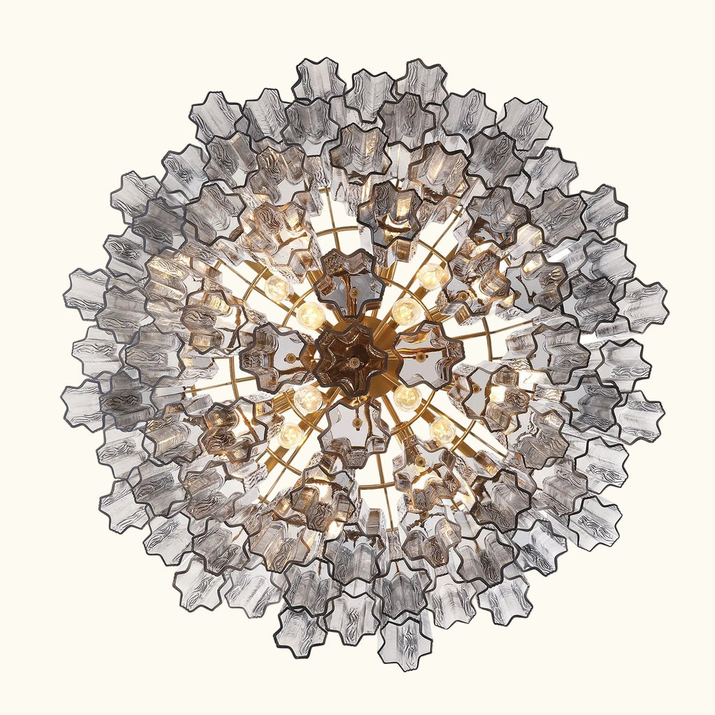 Addis Murano Glass Chandelier 32 inch in Brass with Smoke glass alternate view 2