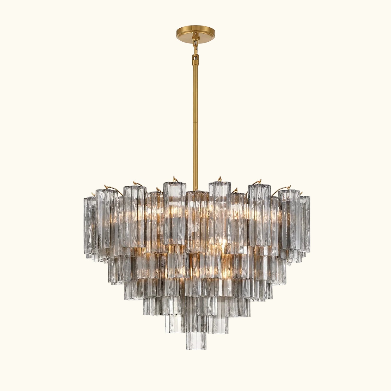 Addis Murano Glass Chandelier 32 inch in Brass with Smoke glass