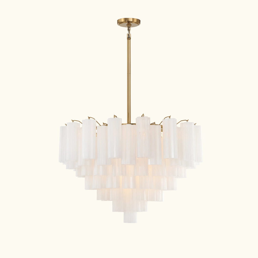 Addis Murano Glass Chandelier 32 inch in Brass with White glass alternate view 1