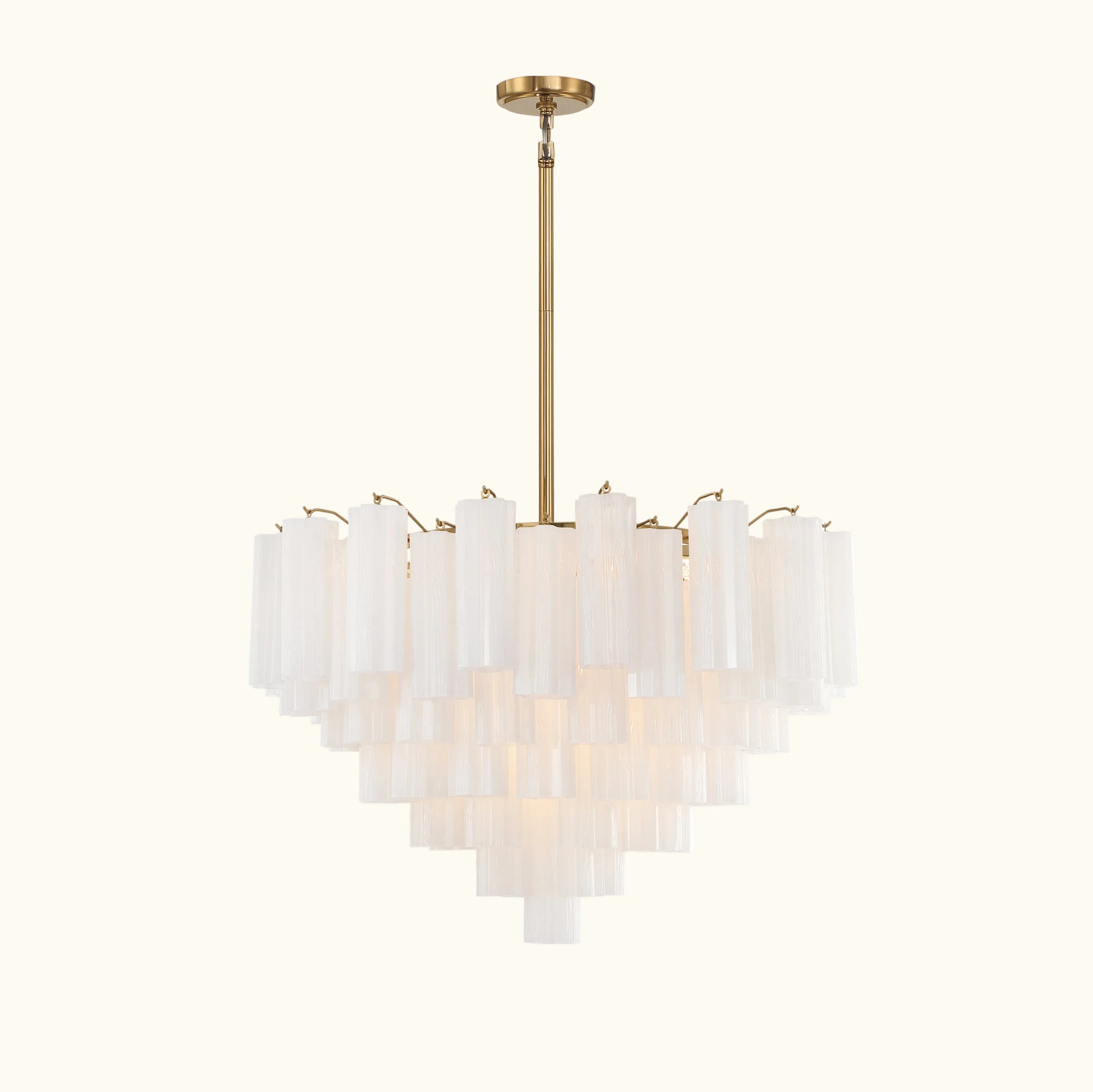 Addis Murano Glass Chandelier 32 inch in Brass with White glass alternate view 1