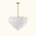 Addis Murano Glass Chandelier 32 inch in Brass with White glass