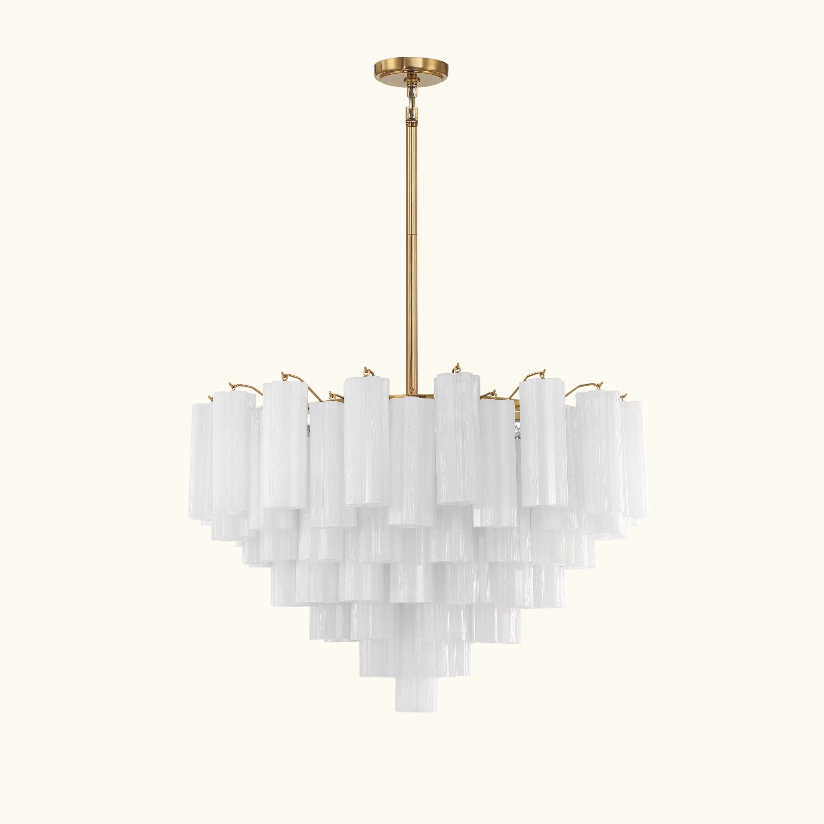 Addis Murano Glass Chandelier 32 inch in Brass with White glass