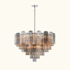 Addis Murano Glass Chandelier 32 inch in Chrome with Autumn glass alternate view 1