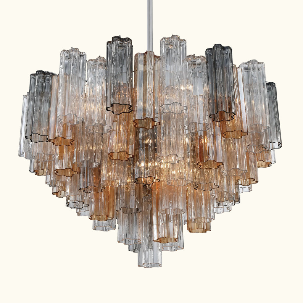 Addis Murano Glass Chandelier 32 inch in Chrome with Autumn glass alternate view 2