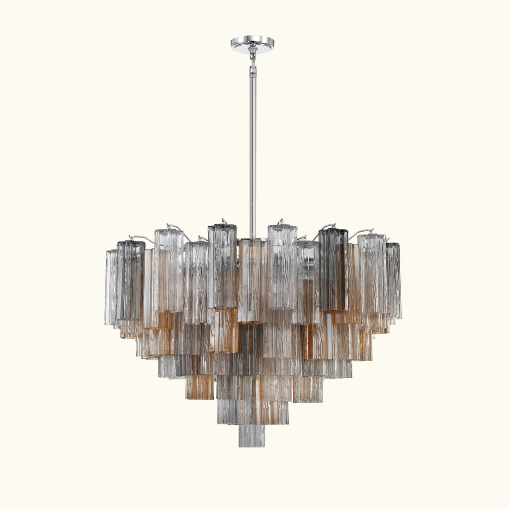 Addis Murano Glass Chandelier 32 inch in Chrome with Autumn glass