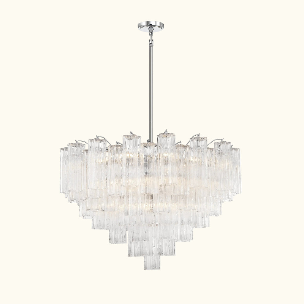 Addis Murano Glass Chandelier 32 inch in Chrome with Clear glass alternate view 1
