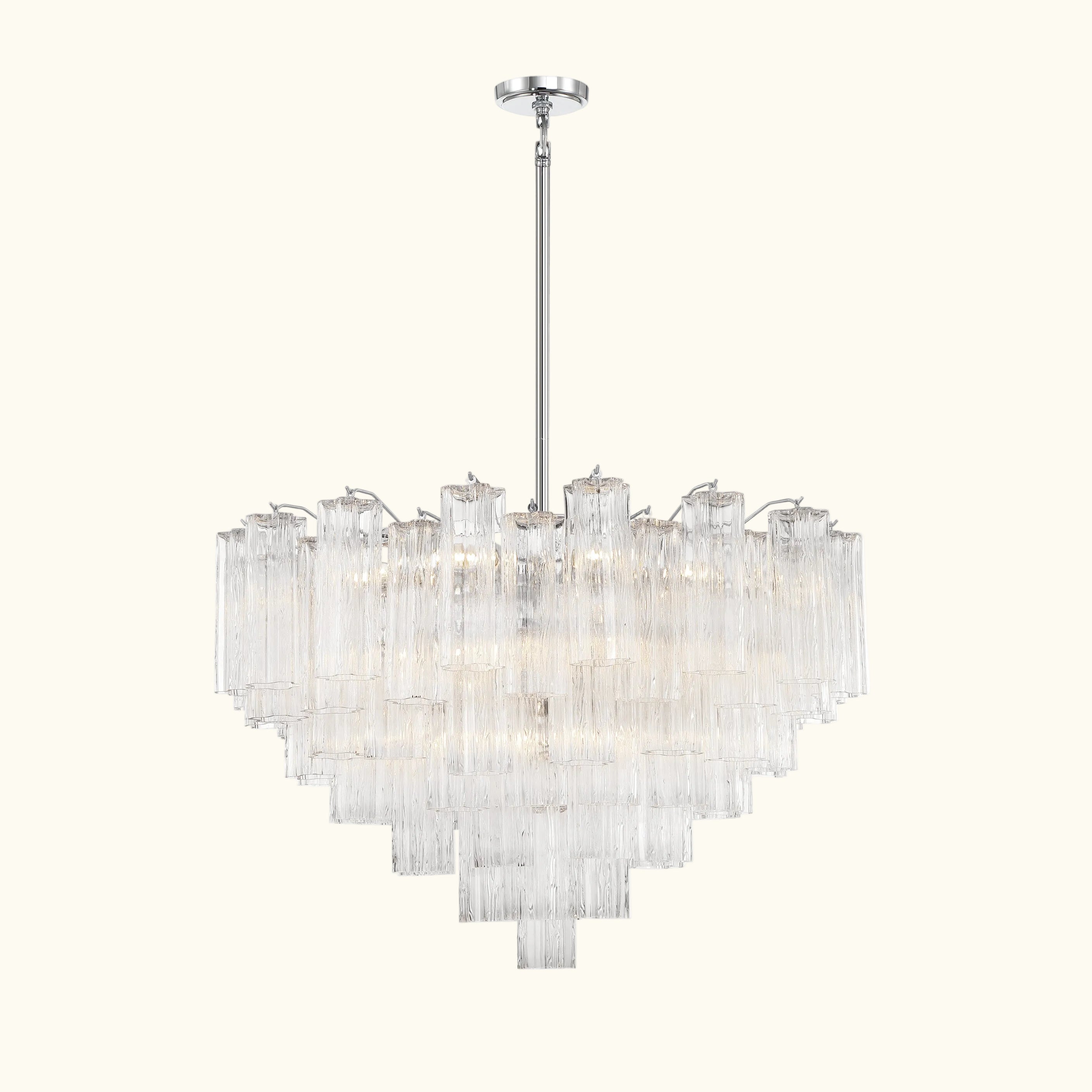Addis Murano Glass Chandelier 32 inch in Chrome with Clear glass alternate view 1